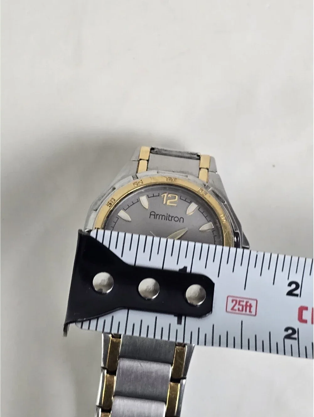 Armitron Mens Watch 39mm Two Tone Bracelet Day Date 165ft New Battery VGC
